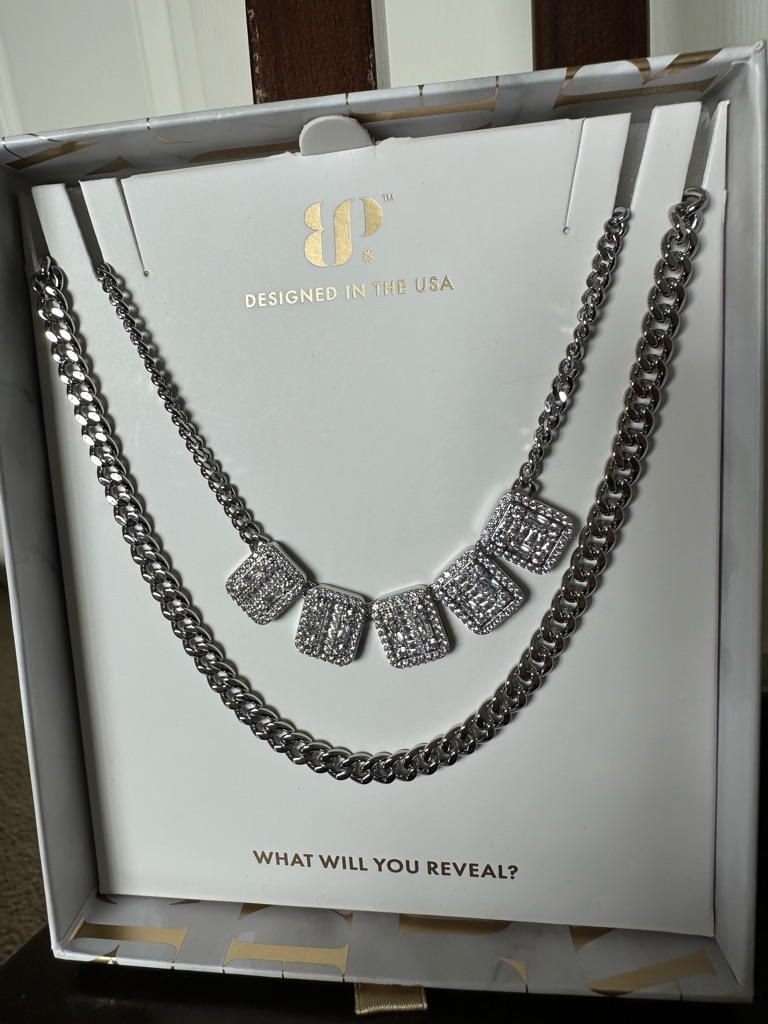 Bomb Party Luxe Silver-Plated Necklaces With Pav Square Charms